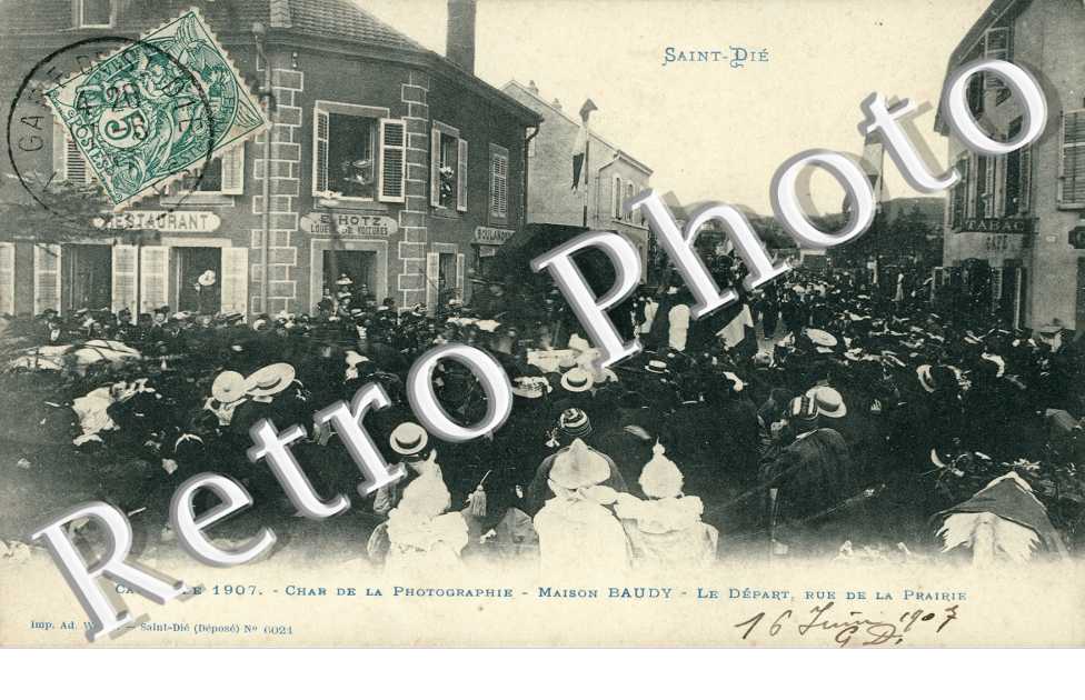 Cavalcade 1907. Char de la Photographie. Maison  Baudy. Rue de la Prairie