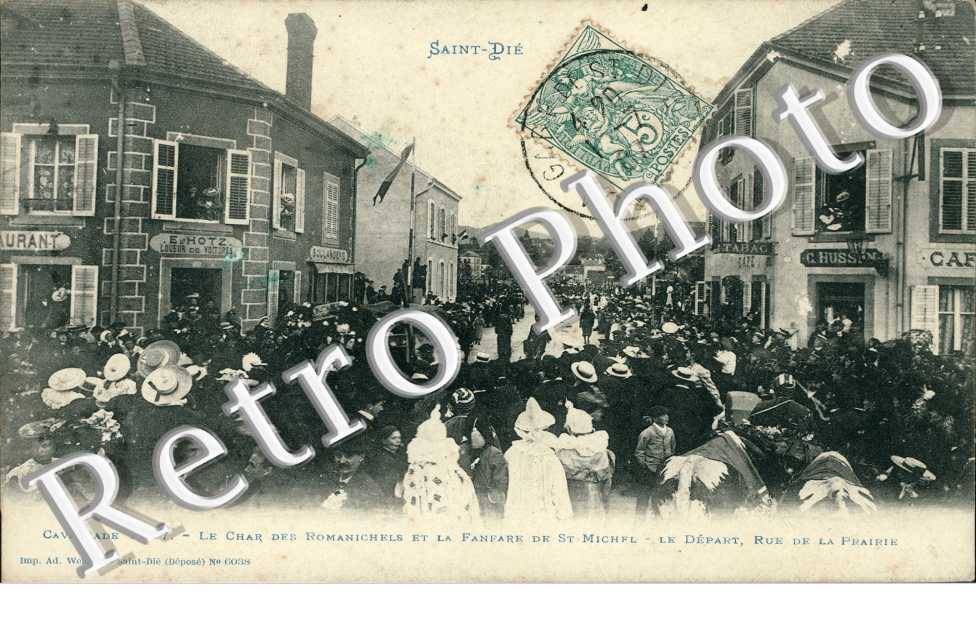 Cavalcade 1907. Le char des Romanichels et la fanfare de Saint Michel0 Rue de la Prairie