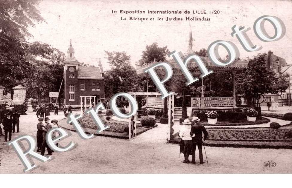 Exposition Internationale de Lille 1920 - le kiosque et les jardins Hollandais