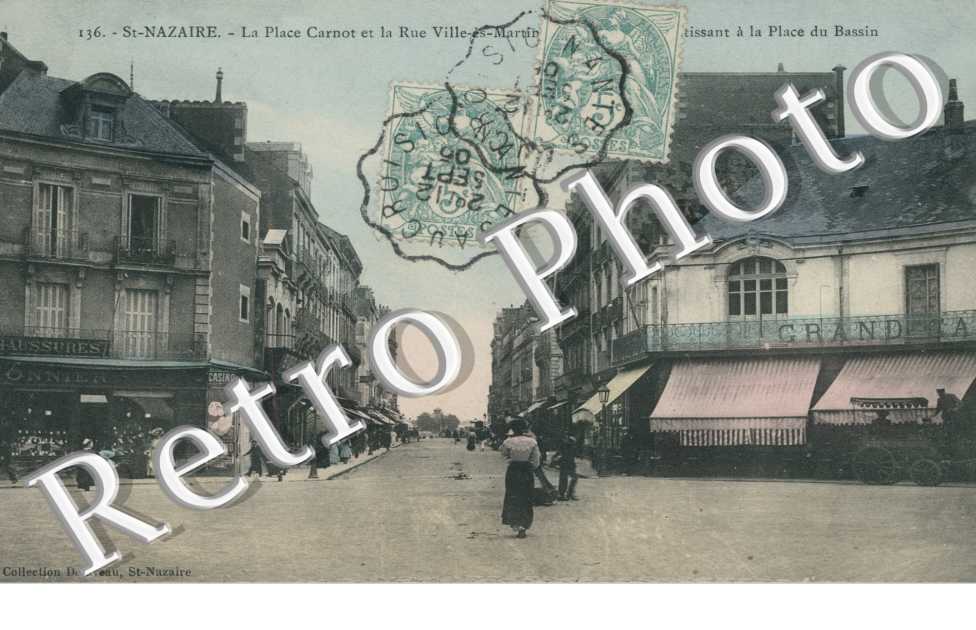 Place Carnot et Rue Ville es Martin aboutissant à la Place du Bassin