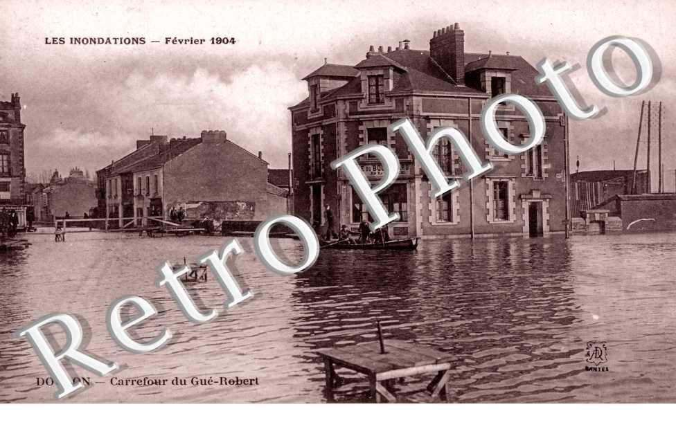 DOULON  les inondations fevrier 1904 Carrefour du Gue-Robert