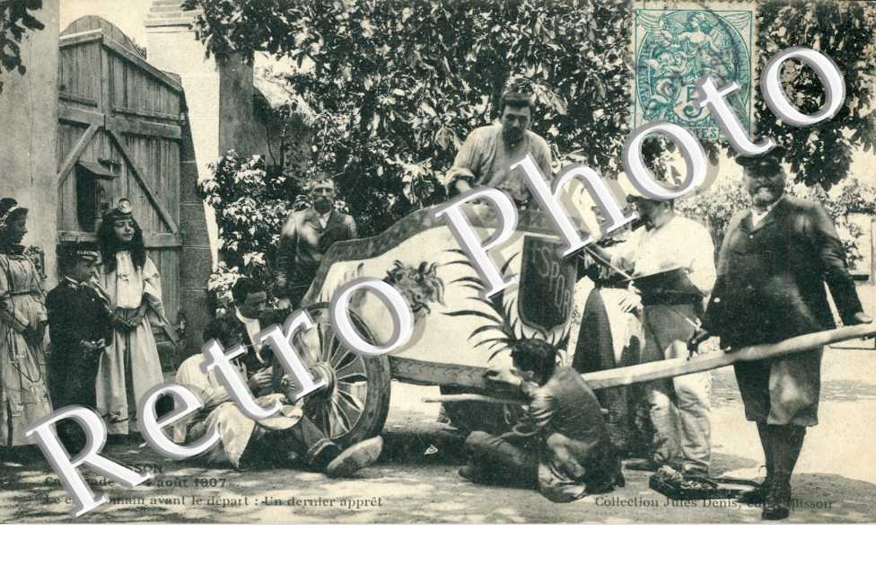 Cavalende du 4 aout 1907, le Char romain avant le depart