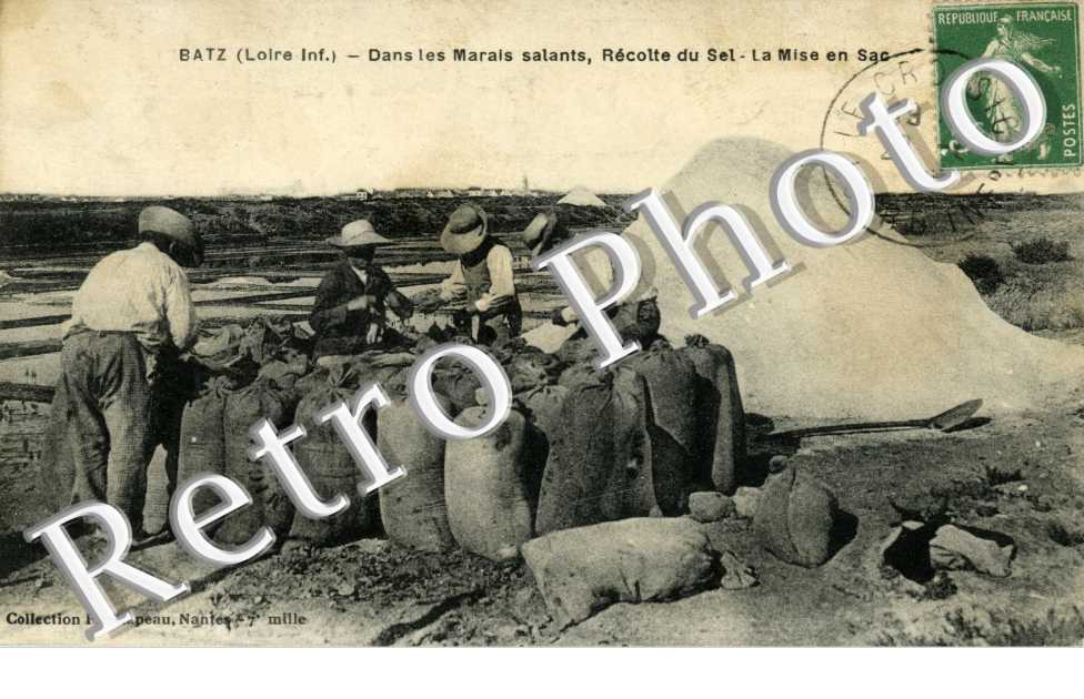 dans les marais salants - recolte de sel - la mise en sac