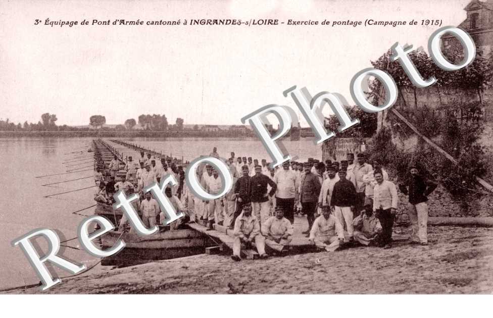 equipage de pont d'armee cantonne, exercice de pontage (campagne 1915)