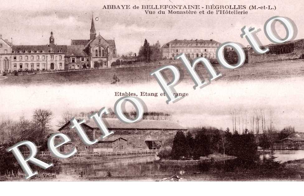 Vue du monastere et de l'hotellerie - etables, etang et grange
