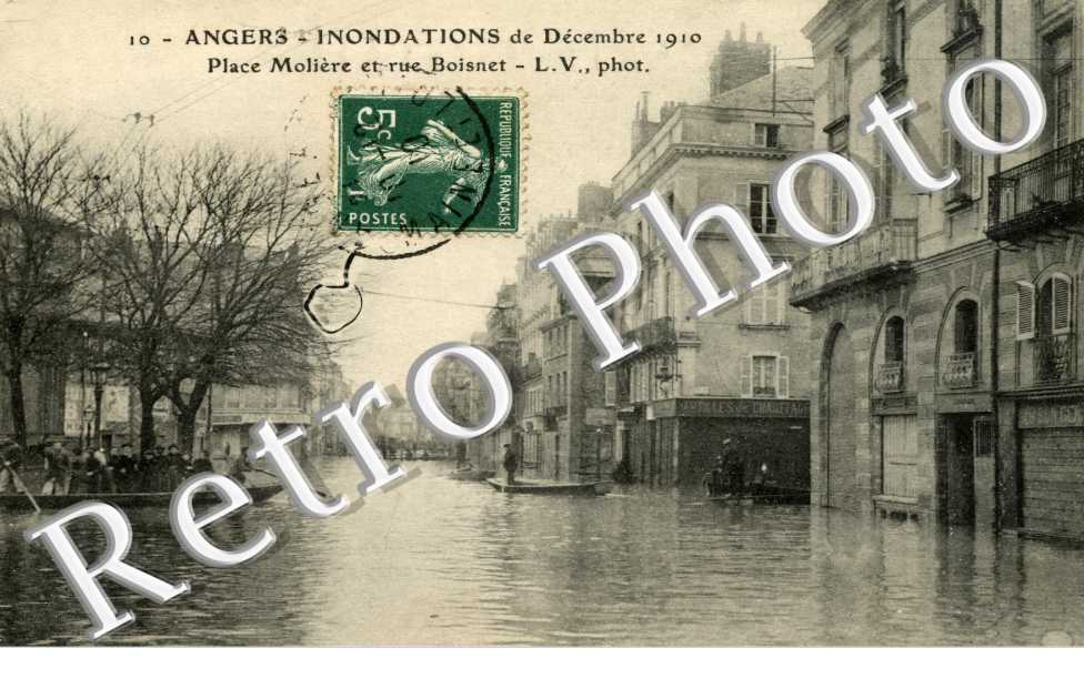 Inondations decembre 1910, Place Moliere et Rue Boisnet