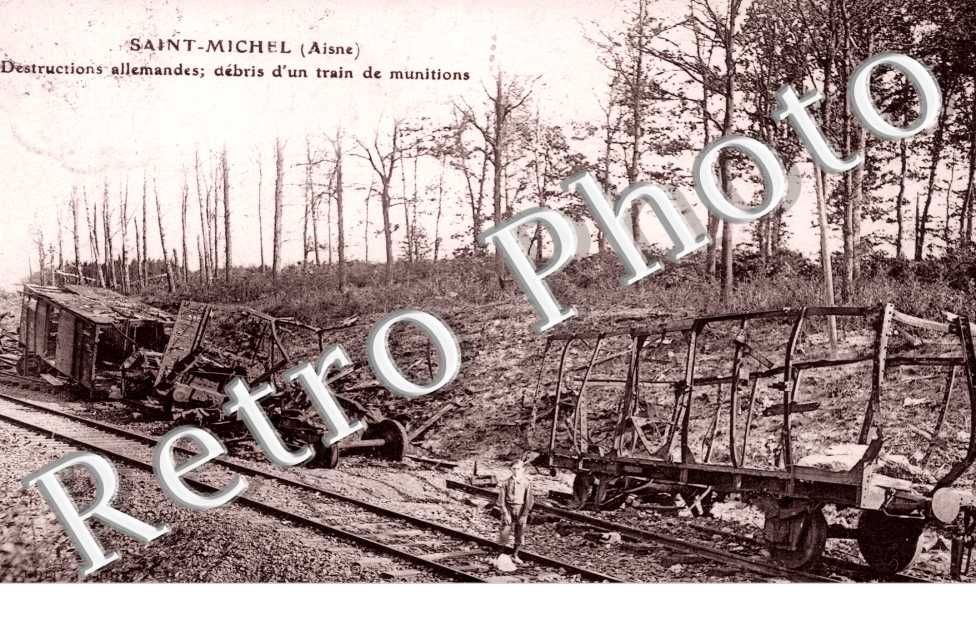 destructions allemandes debris d'un train de munitions