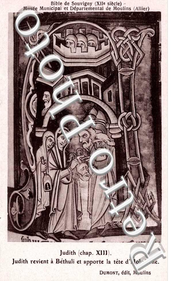 Bible de Souvigny Judith revient a Bethuli et apporte la tete d'Holoferne