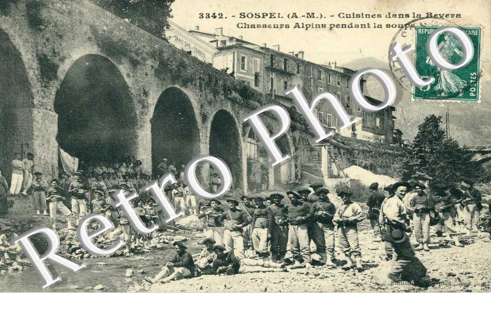 Cuisines dans la Bevera, Chassseurs Alpins pendant la Soupe