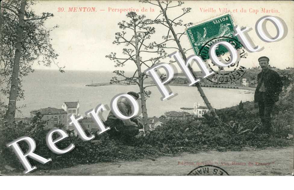 perspective de la vieille ville et du cap Martin - 1909