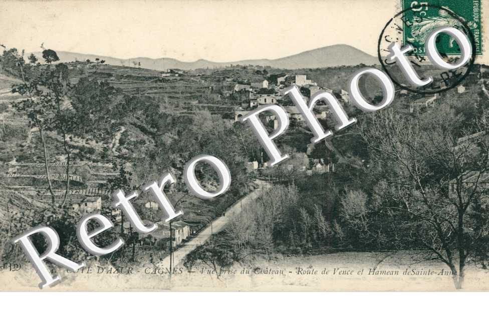 vue prise du chateau route de vence et hameau de sainte anne