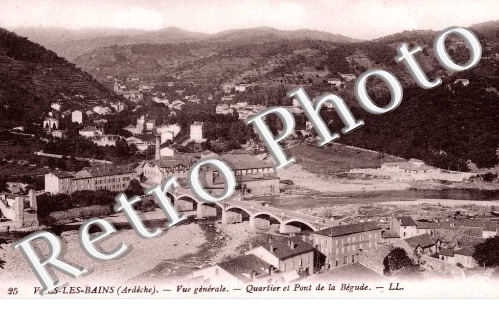 Vals-les-Bains, Vue Generale, Quartier et Pont de la Begude