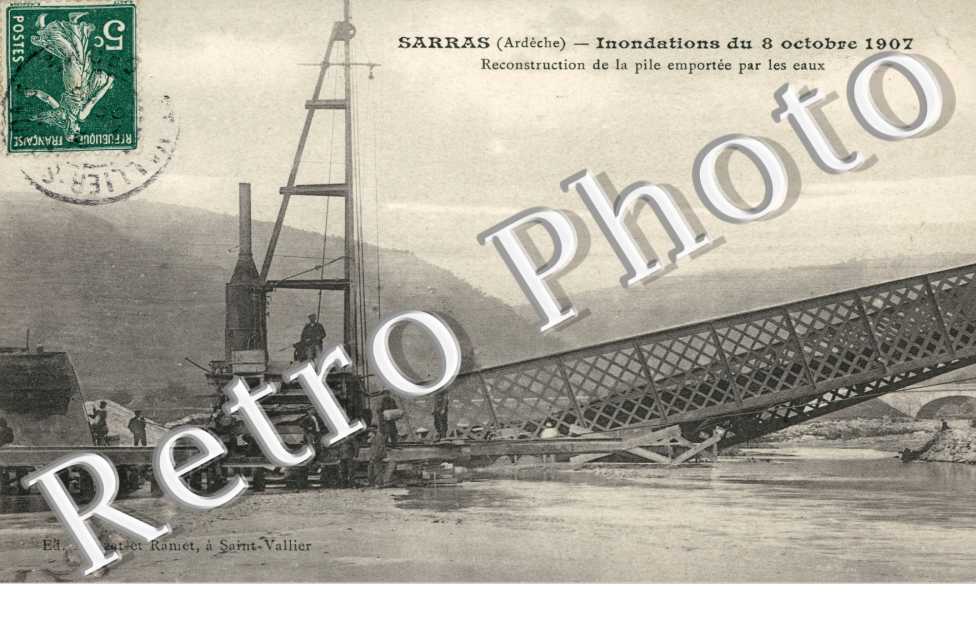 Innondations du 8 octobre 1907 Reconstruction de la pile emportee par les eaux