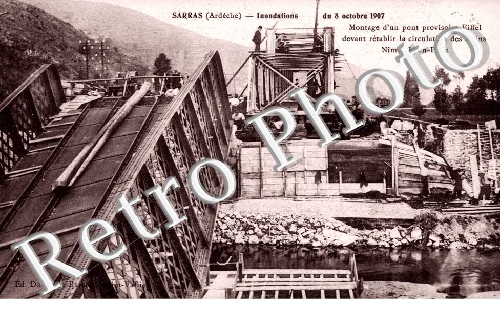 Innondations du 8 octobre 1907 Montage d'un Pont Provisoire
