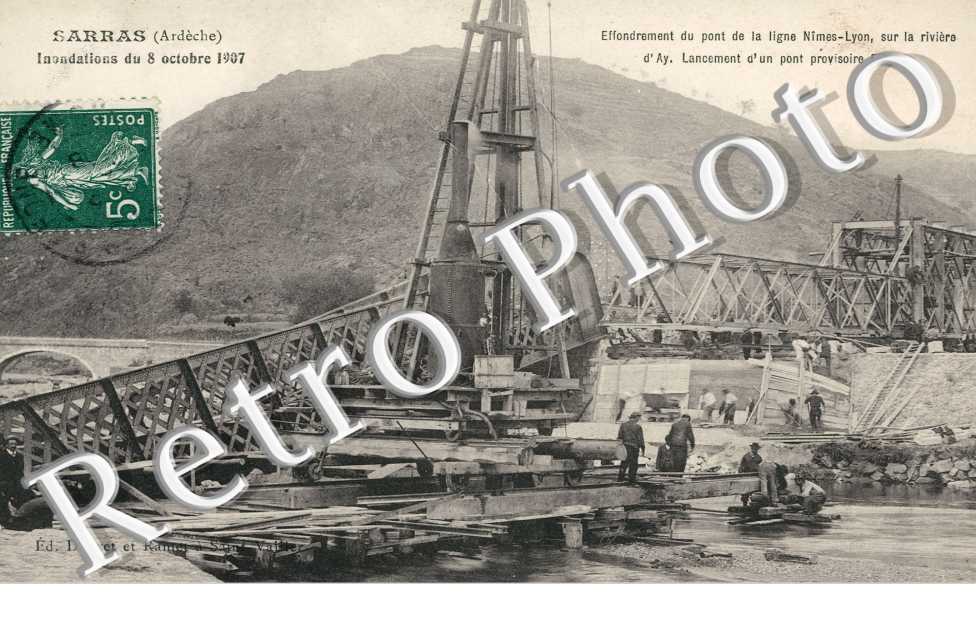 Innondations du 8 octobre 1907, Effondrement du Pont de la Ligne Nimes, Lyon