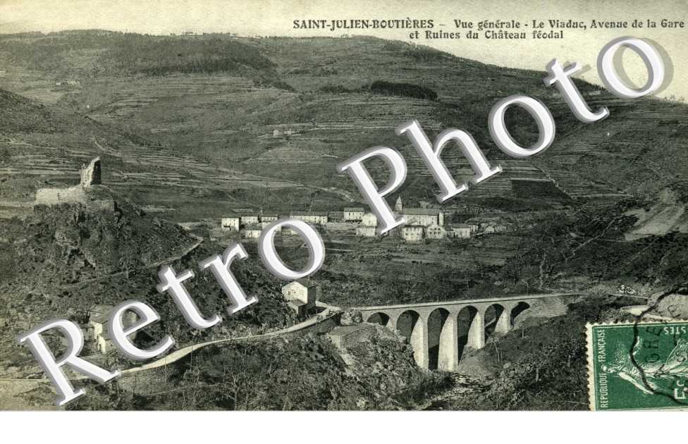 Vue generale - viaduc - avenue de la gare  et ruines du chateau