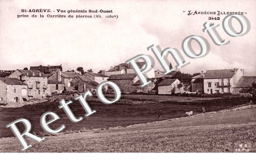 Saint-Agreve, Vue Generale Sud-Ouest prise de la Carriere de pierres (Altitude 1080 metres)