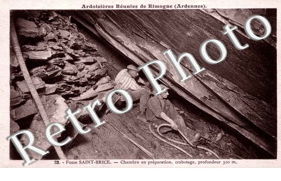 Ardoisieres Reunies de Rimogne - Fosse Saint Brice - chambre en preparation, crabotage profondeur 310 m