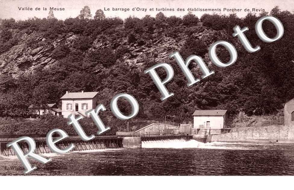 Le Barrage d'Orzy et les turbines des etablissements Porcher