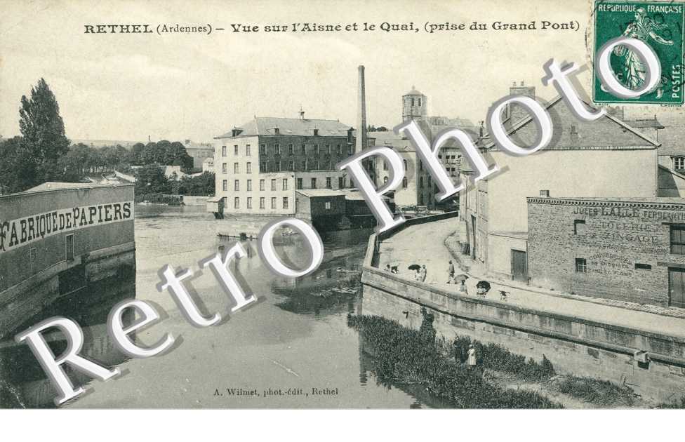 Vue sur l'Aisne et le Quai, (prise du Grand Pont) - Fabrique de Papiers