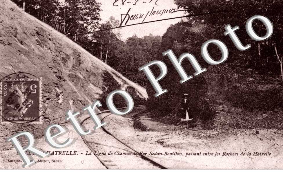 Holly-La Hatrelle, la ligne de chemin de fer Sedan-Bouillon, passant entre les rochers de la Hatrelle