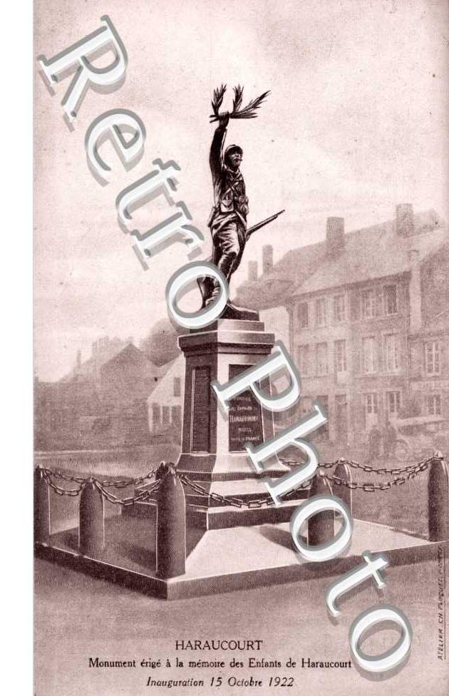monument erige a la memoire des enfants de Haraucourt, inauguration 15 octobre 1922