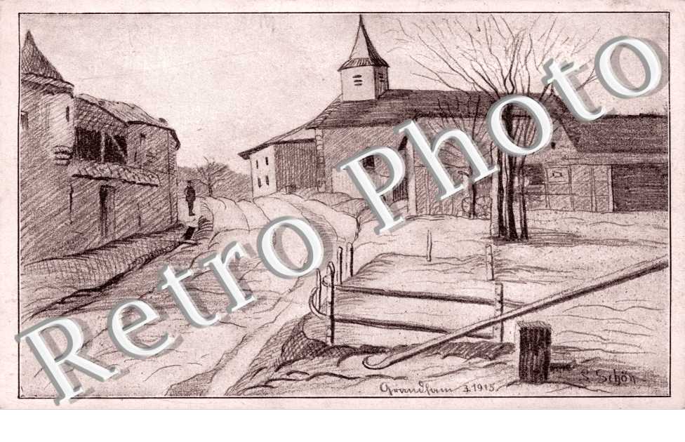 dessein de Schon 1915 (vue de l'eglise)