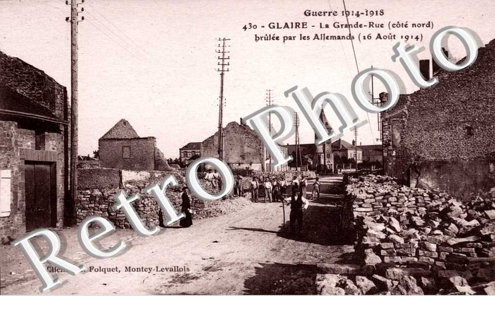 la grande rue cote nord brulee par les allemands 1914