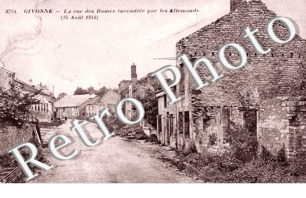 Rue des Dames incendiee par les Allemands 25 aout 1914