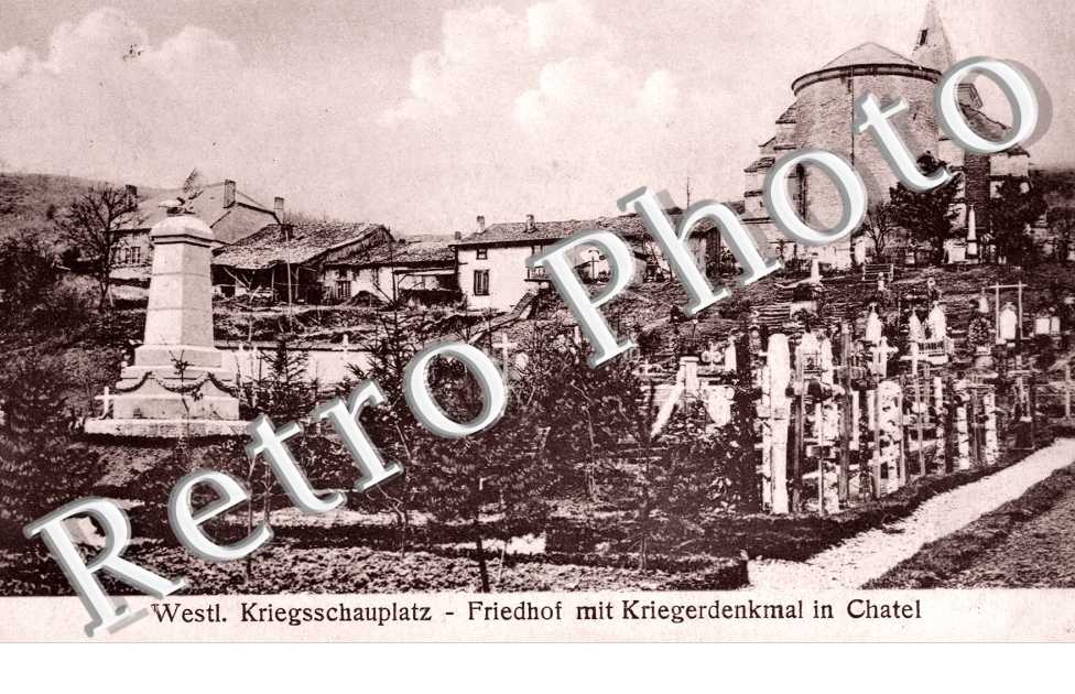 kriegsschauplatz, friedhof mit kriegerdenkmal in Chatel