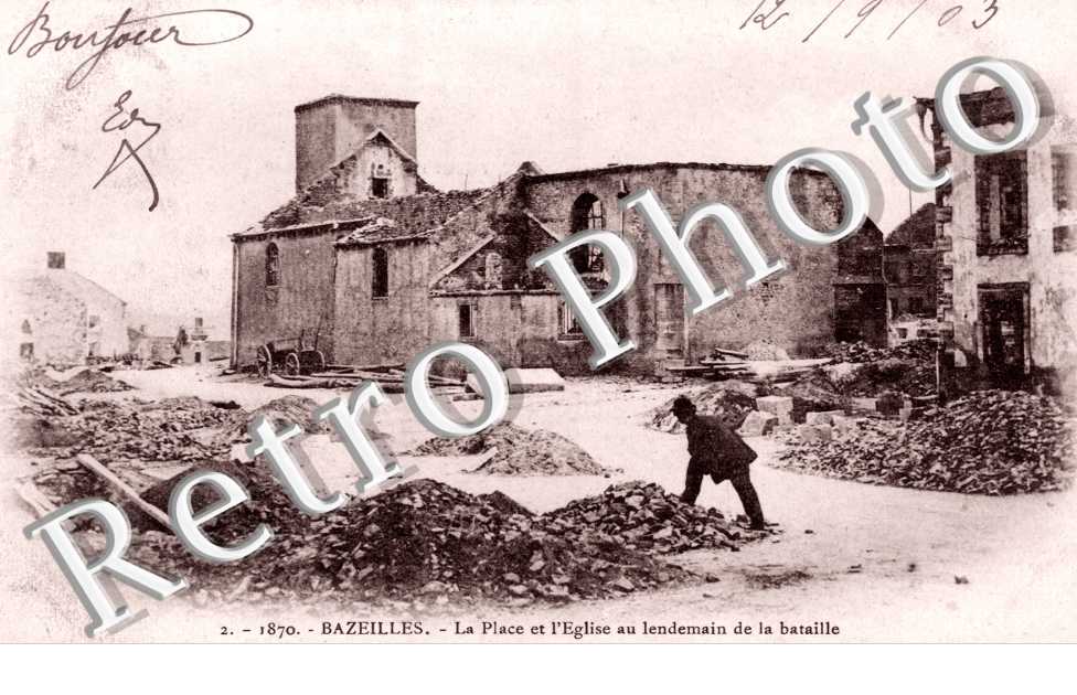 La place et l'église lendemain de bataille