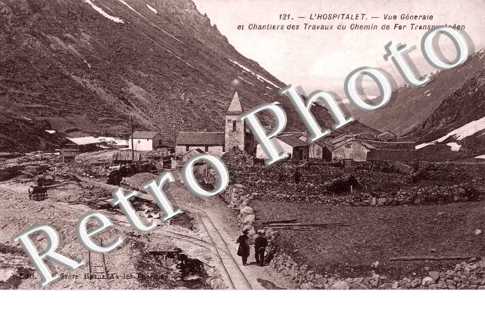 vue generale et chantiers des travaux du chemin de fer Transpyreneen