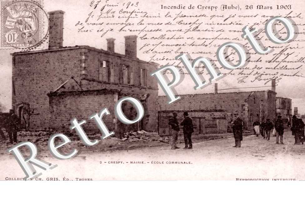Incendie du 26 mars 1903, Mairie, Ecole Communale