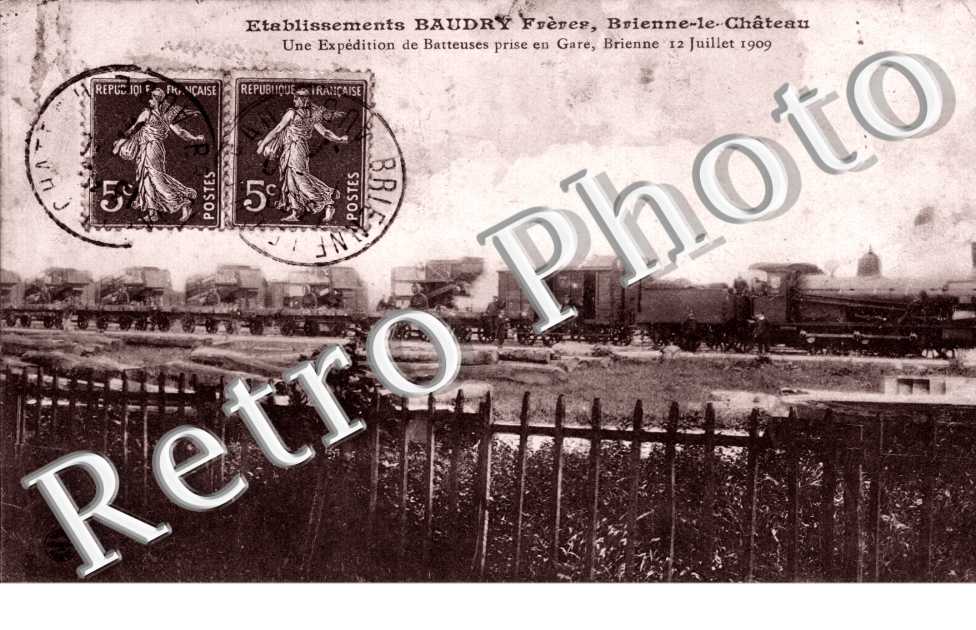 Etablissements Baudry Freres - une expedition de batteuses prise en gare, 12 juillet 1909