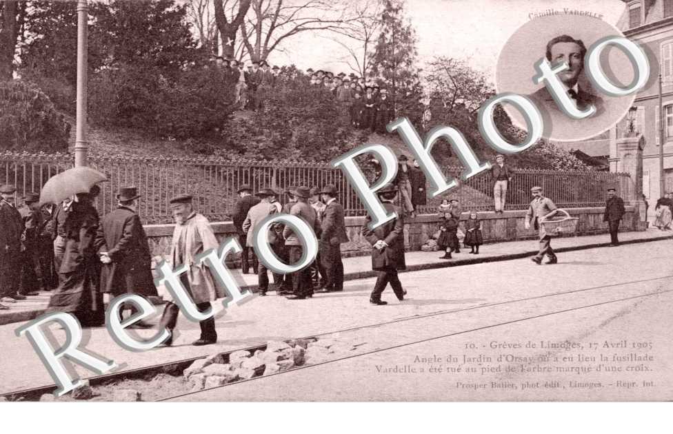 Greves de Limoges 17 avril 1905  Angle du jardin d'Orsay ou a eu lieu la fusillade Vardelle