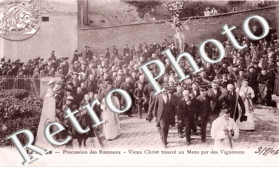 Procession des Rameaux Vieux Christ trouve au Mans par des vignerons