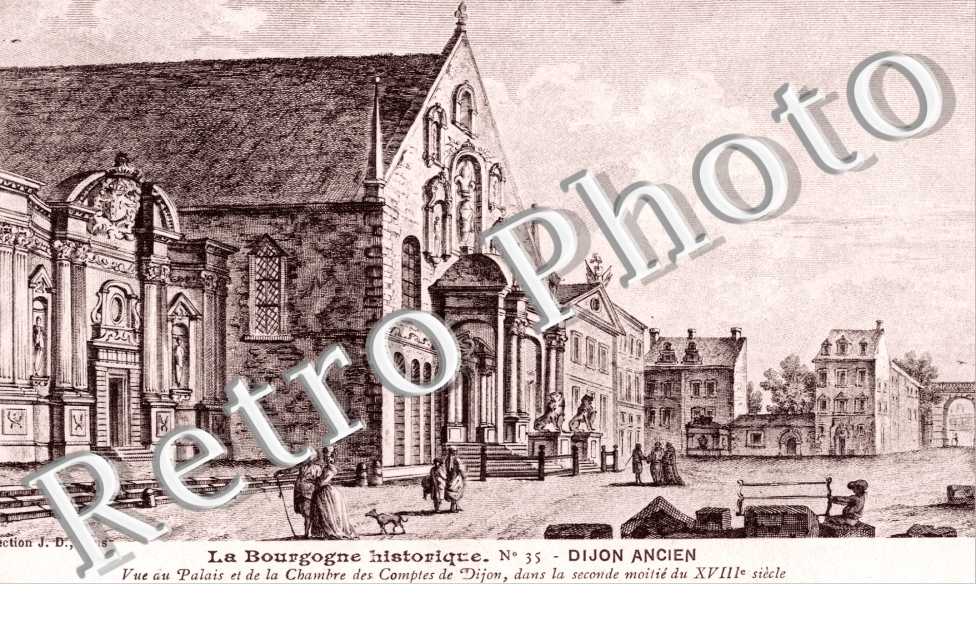 Vue du palais et de la chambre des Comptes - carte style dessin