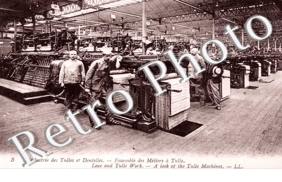 l'industrie des tulles et dentelles, ensemble des metiers a tulle