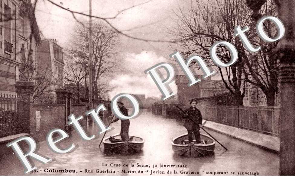 Crue de la Seine 1910, Rue Guerlain, Marins du ''Jurien de la Graviere'' cooperant au sauvetage