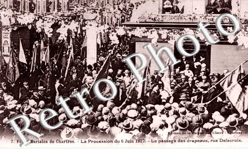 rue Delacroix Fetes Mariales 6 juin 1927 - Passage des Drapeaux -