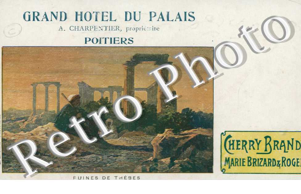 carte du grand hotel du palais - Charpentier proprietaire - Ruines de Thebes