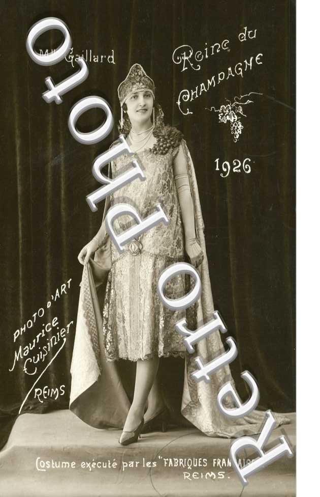 Mlle Gaillard Reine du Champagne 1926   Photo d'art Maurice Cuisinier