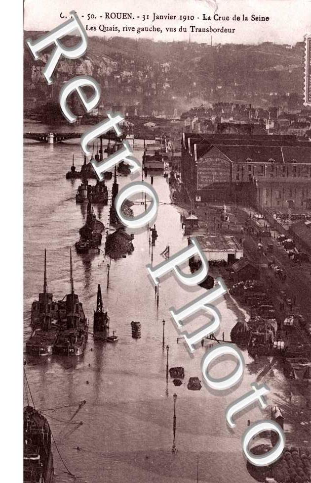 31 janvier 1910 - la crue de la Seine - les quais rives gauche vus du transbordeur