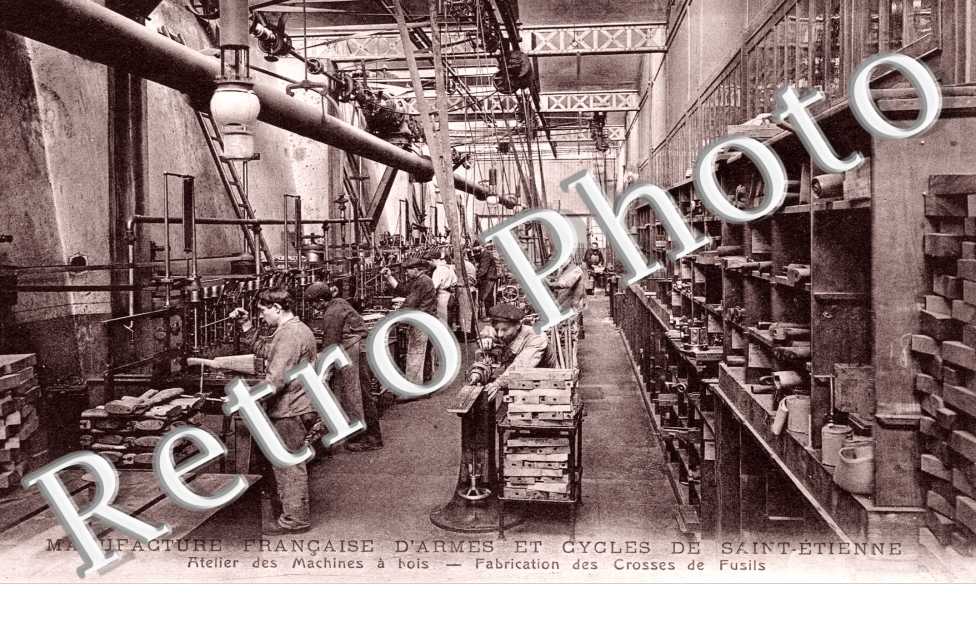 manufacture francaise d'armes et cycles de st etienne, atelier des machines a bois, fabrication crosses