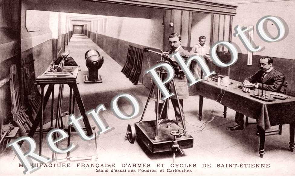 manufacture francaise d'armes et cycles de st etienne, stand d'essais des poudres et cartouches