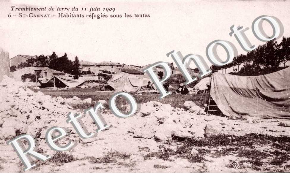 Tremblement de terre du 11 juin 1909 - habitants refugies sous des tentes
