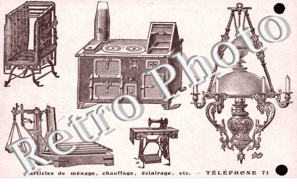 Quincaillerie Duval-Molinie, "Articles de menage, chauffage, eclairage etc, Telephone 71"
