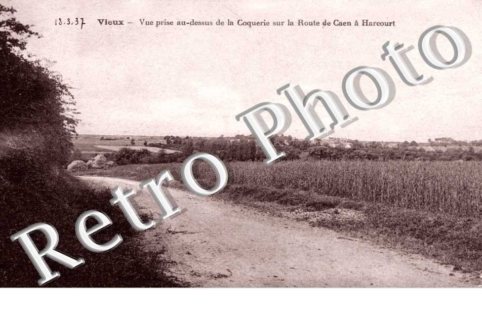 Vue prise du dessus de la Coquerie sur la route de Caen