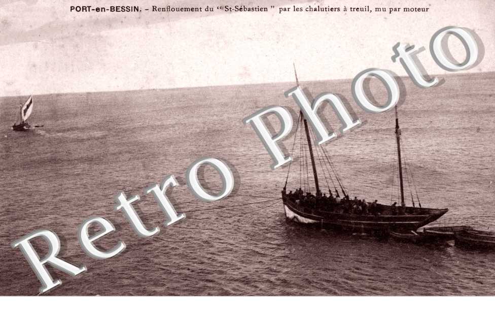 Renflouement du St Sebastien par les chalutiers a treuil