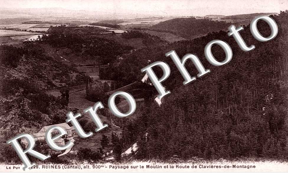 paysage sur le moulin et la route de Clavieres-de-Montagne